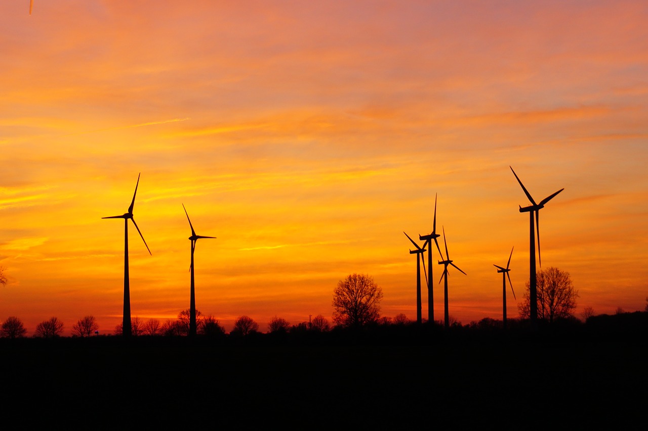 windräder sunset wind energy free photo