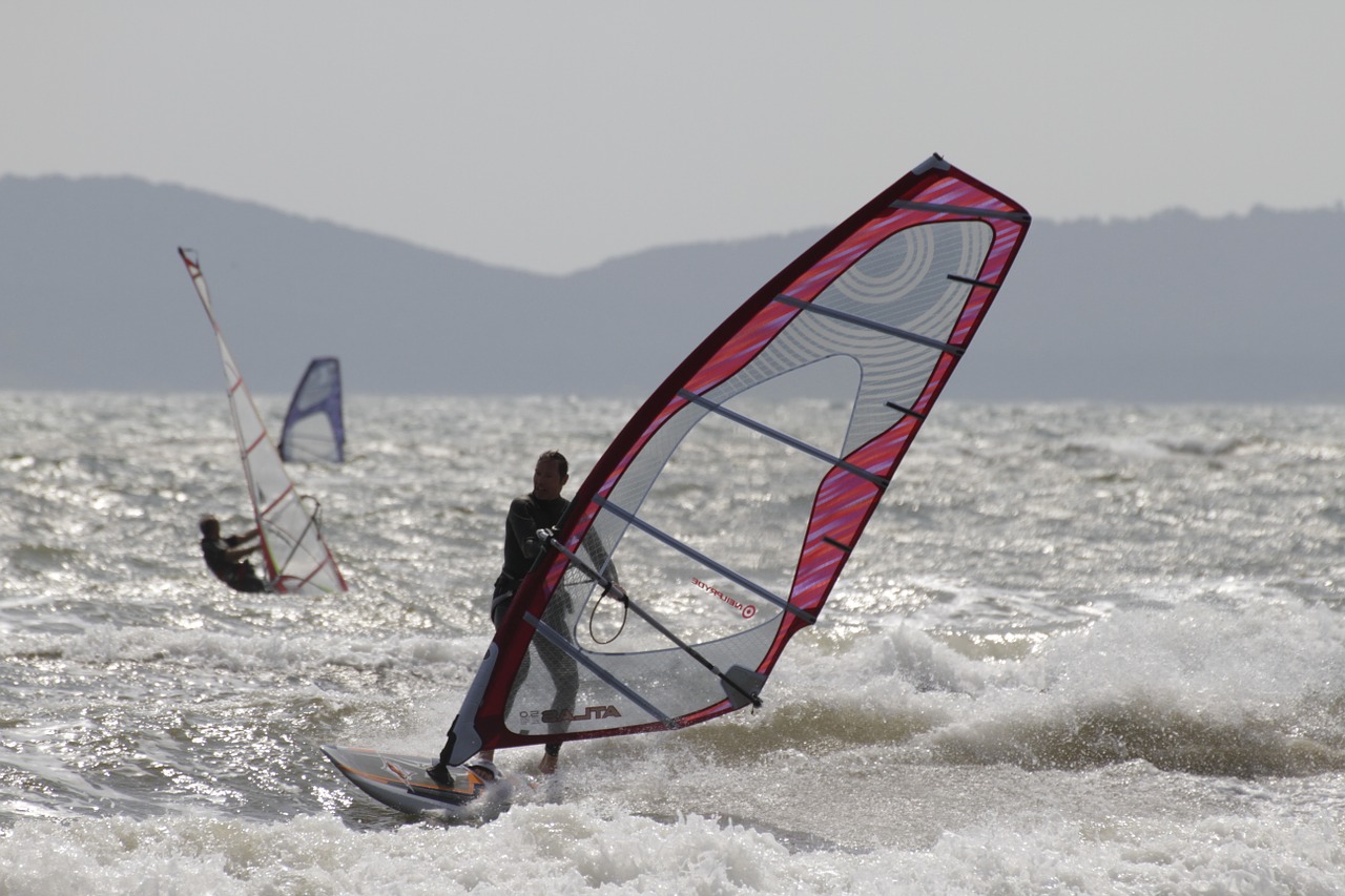 windsurfing sea waves free photo