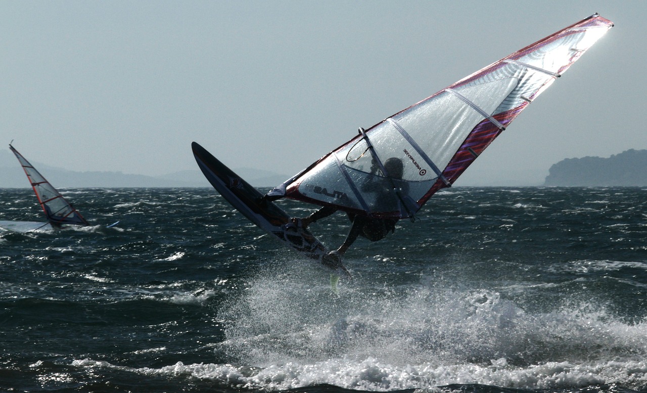 windsurfing jump sport free photo