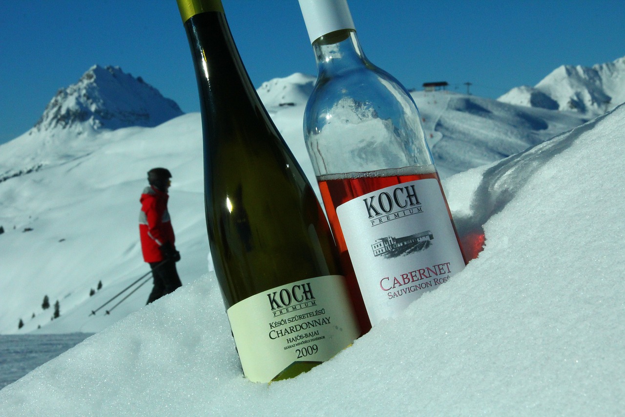 wine rosé ski resort free photo