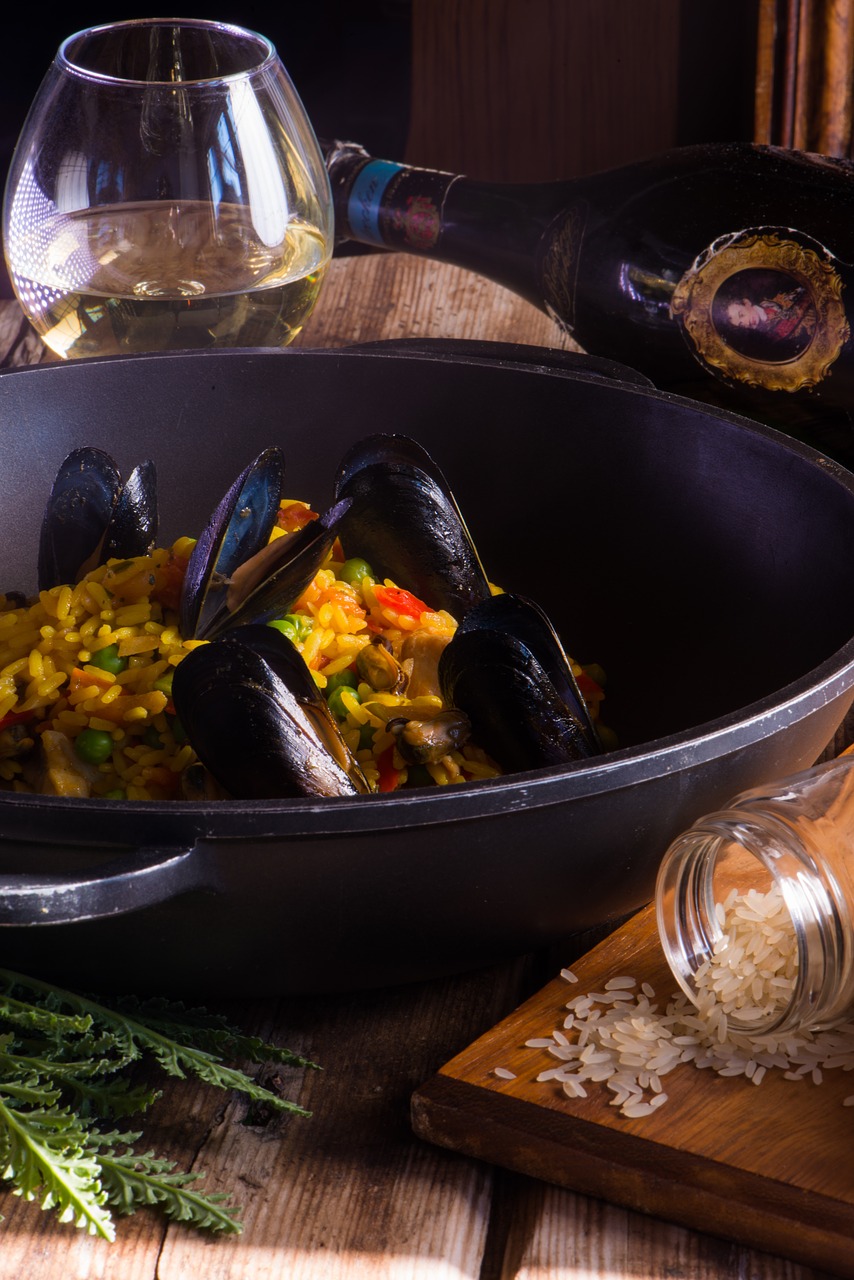 wine food mussels free photo