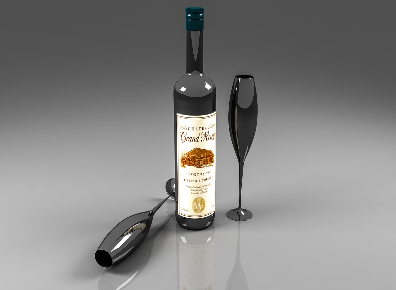 wine  3d rendering  glass free photo