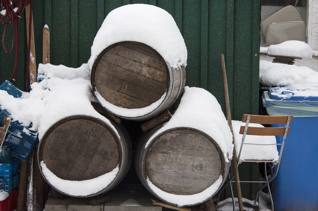 wine barrels oak barrels snow free photo