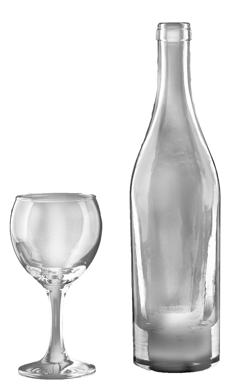 wine bottle and glass transparent isolated drink free photo