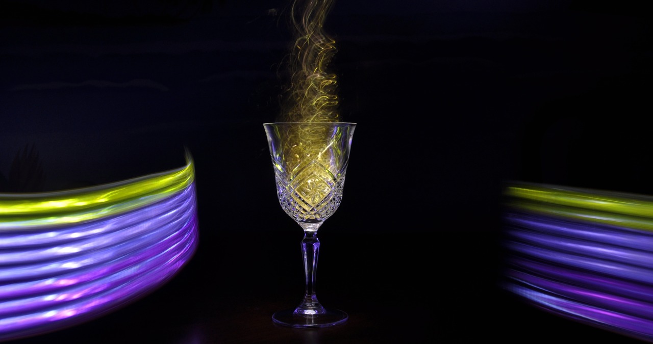wine glass smoke light painting free photo
