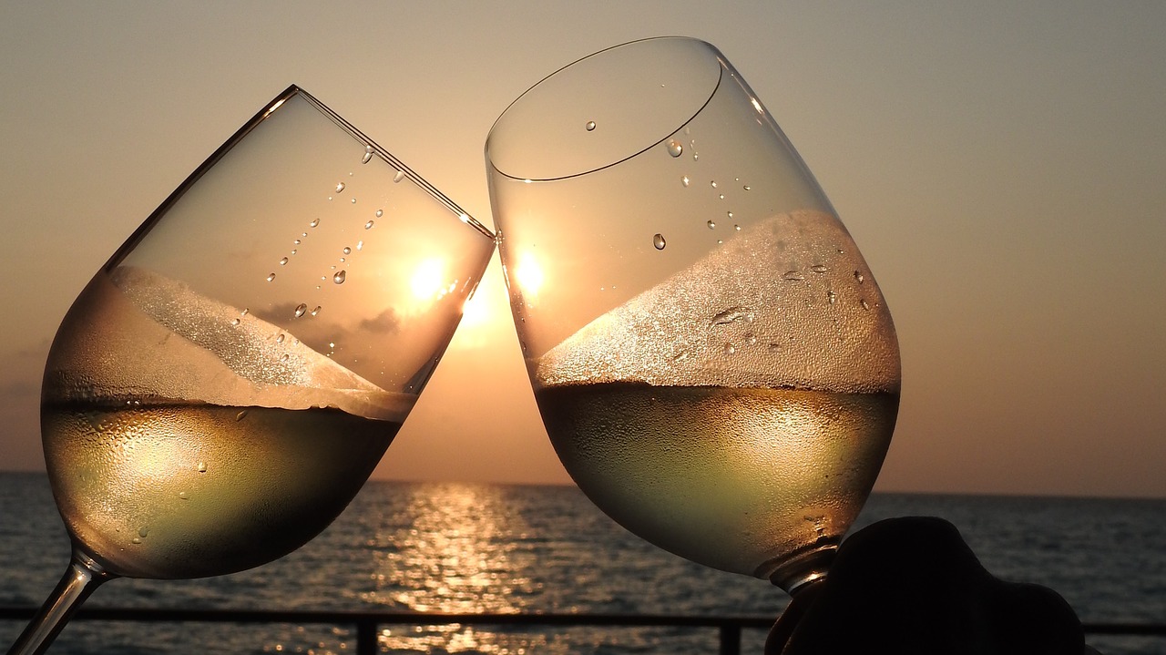 wine glass sunset relax free photo