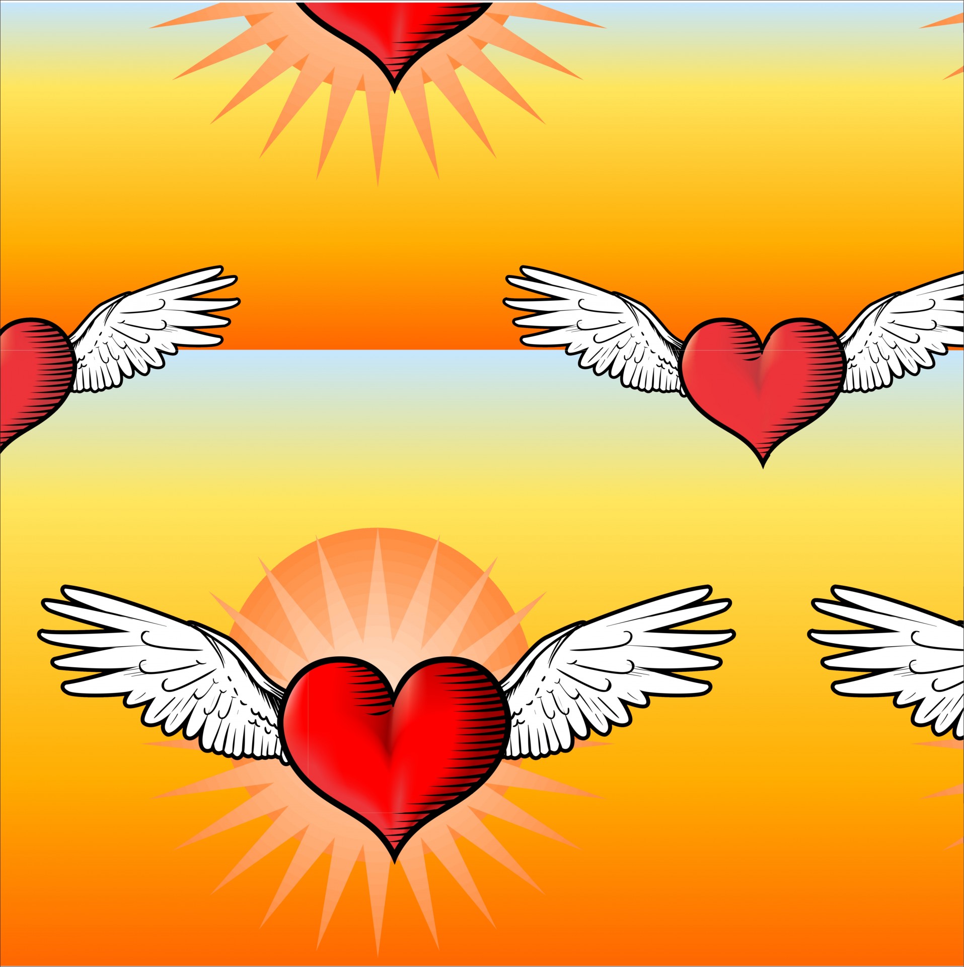wings winged hearts free photo