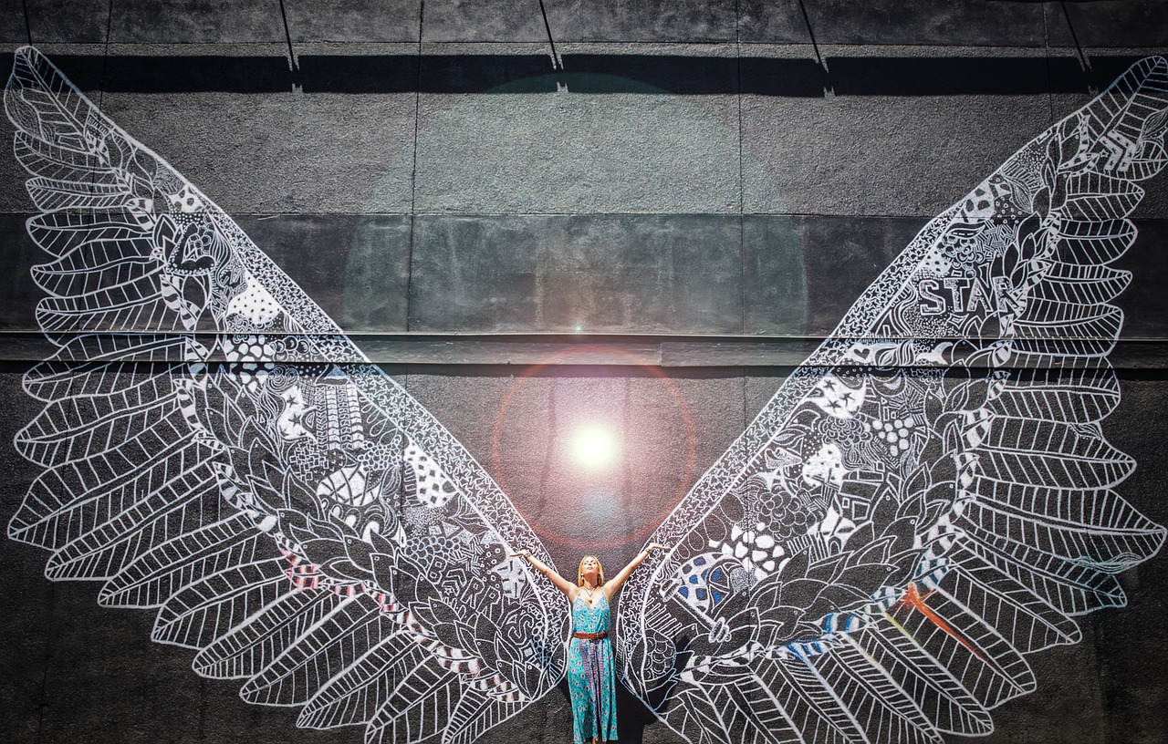 wings light mural art free photo