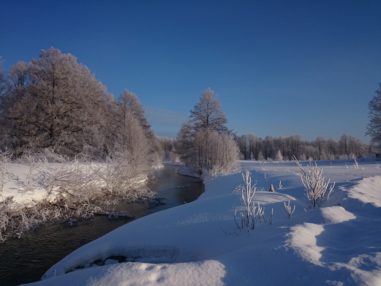 winter landscape small river free photo