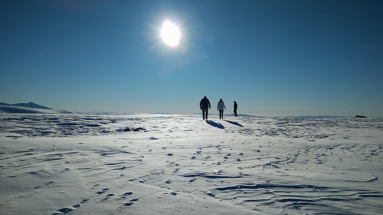 winter snow people walking free photo