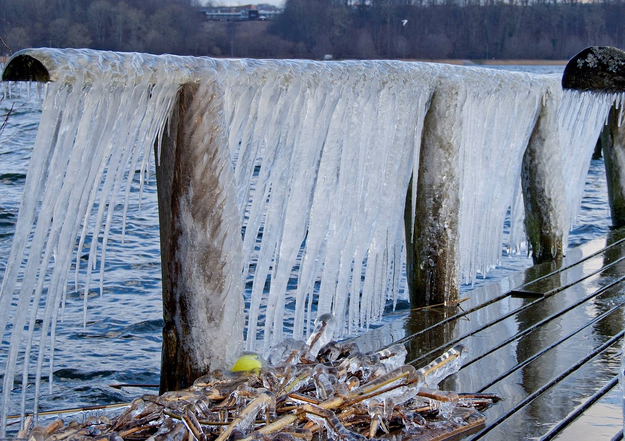 winter bridge icicles free photo