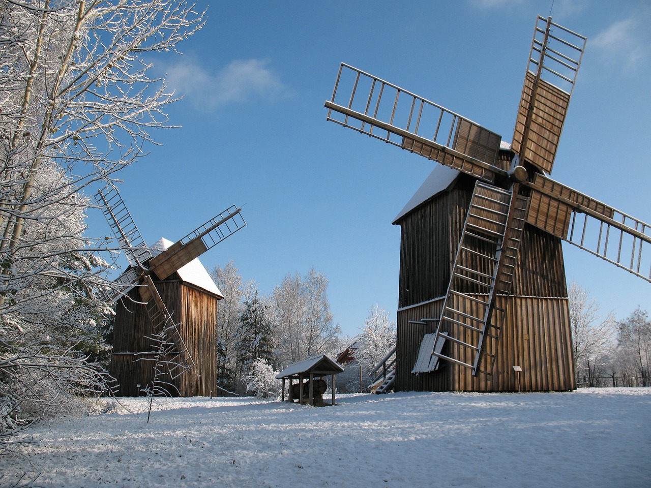 winter snow mill free photo