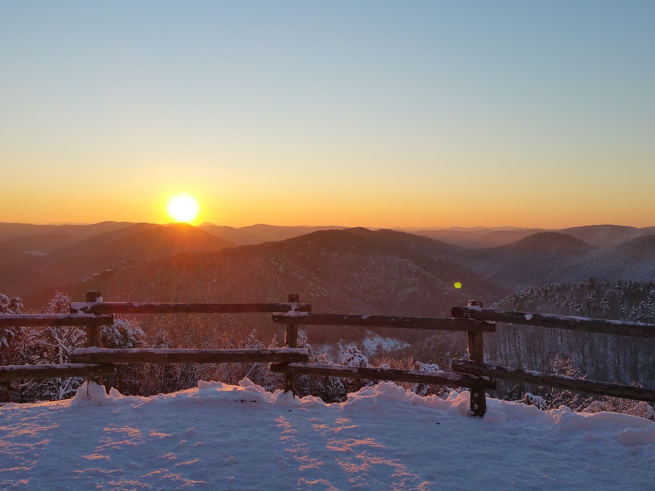 winter romantic sunset free photo