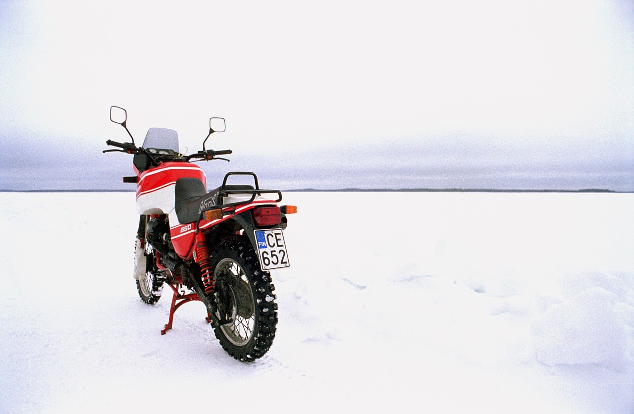 winter motorcycle ice free photo