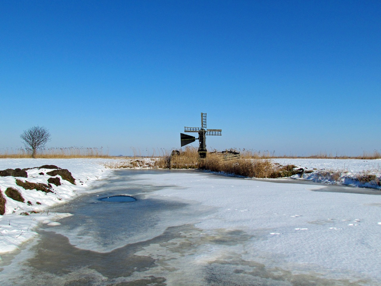 winter ice ice hole free photo