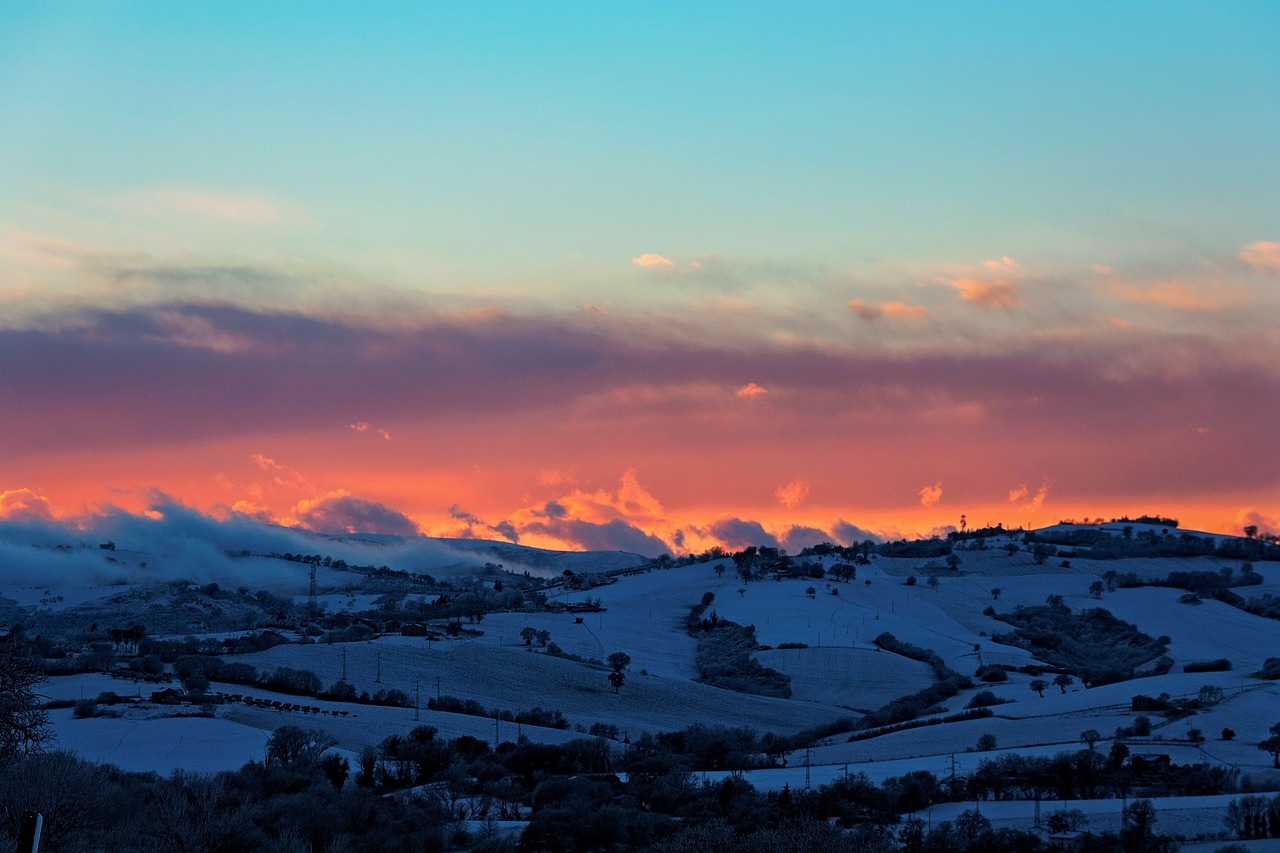 winter sunset snow free photo