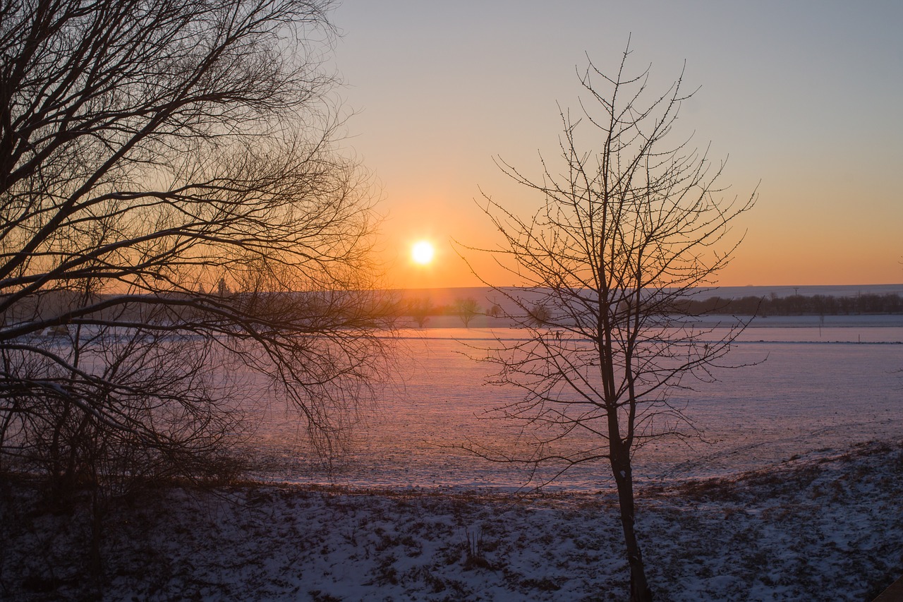 winter sunset field free photo