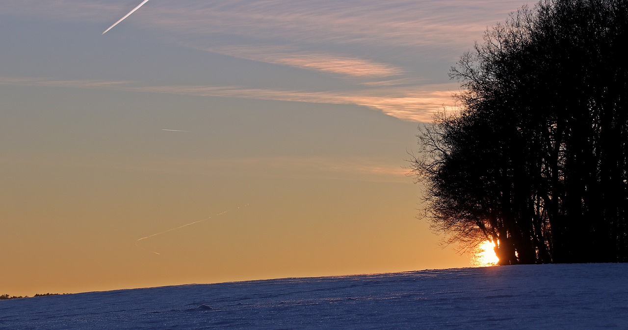 winter evening sun snow free photo