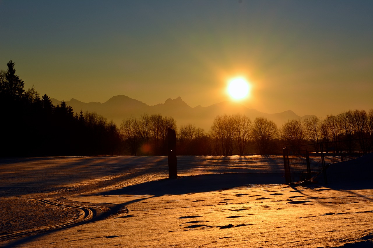 winter snow sunset free photo