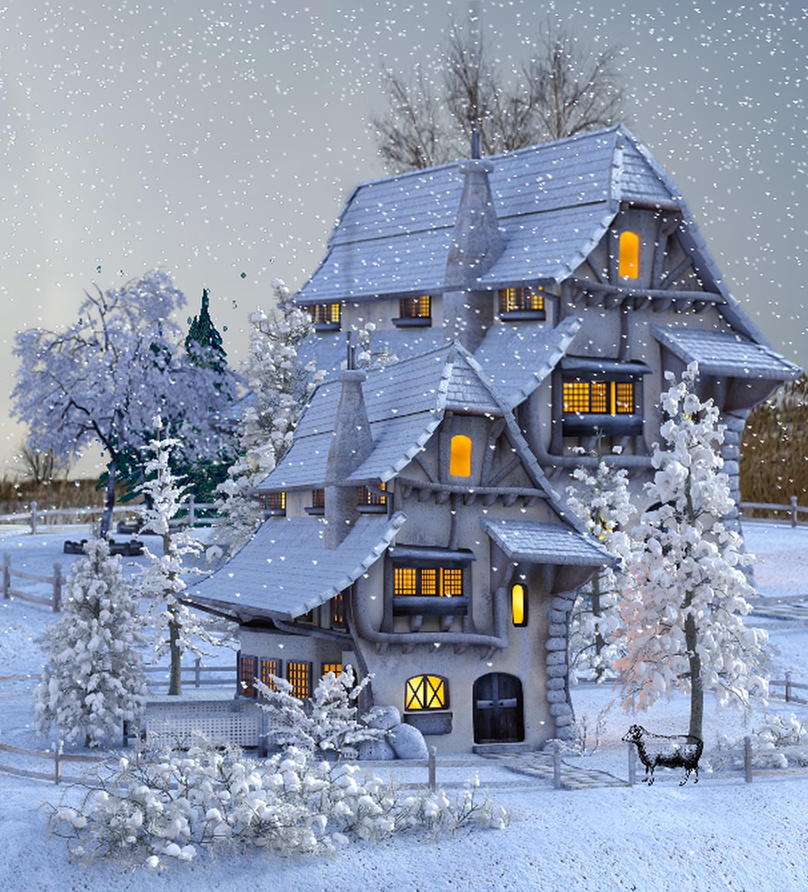 winter house snow free photo