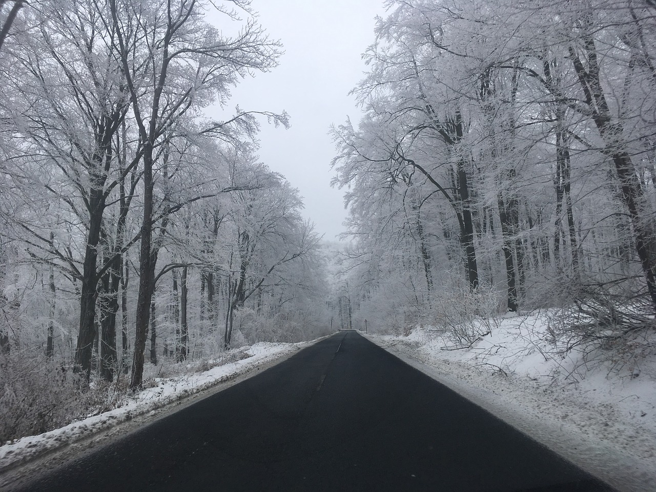 winter highway road conditions free photo