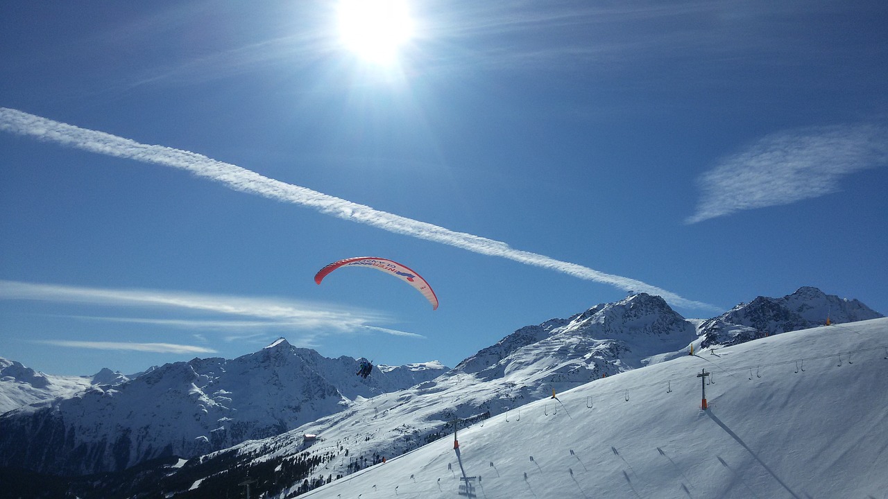 winter snow paraglider free photo