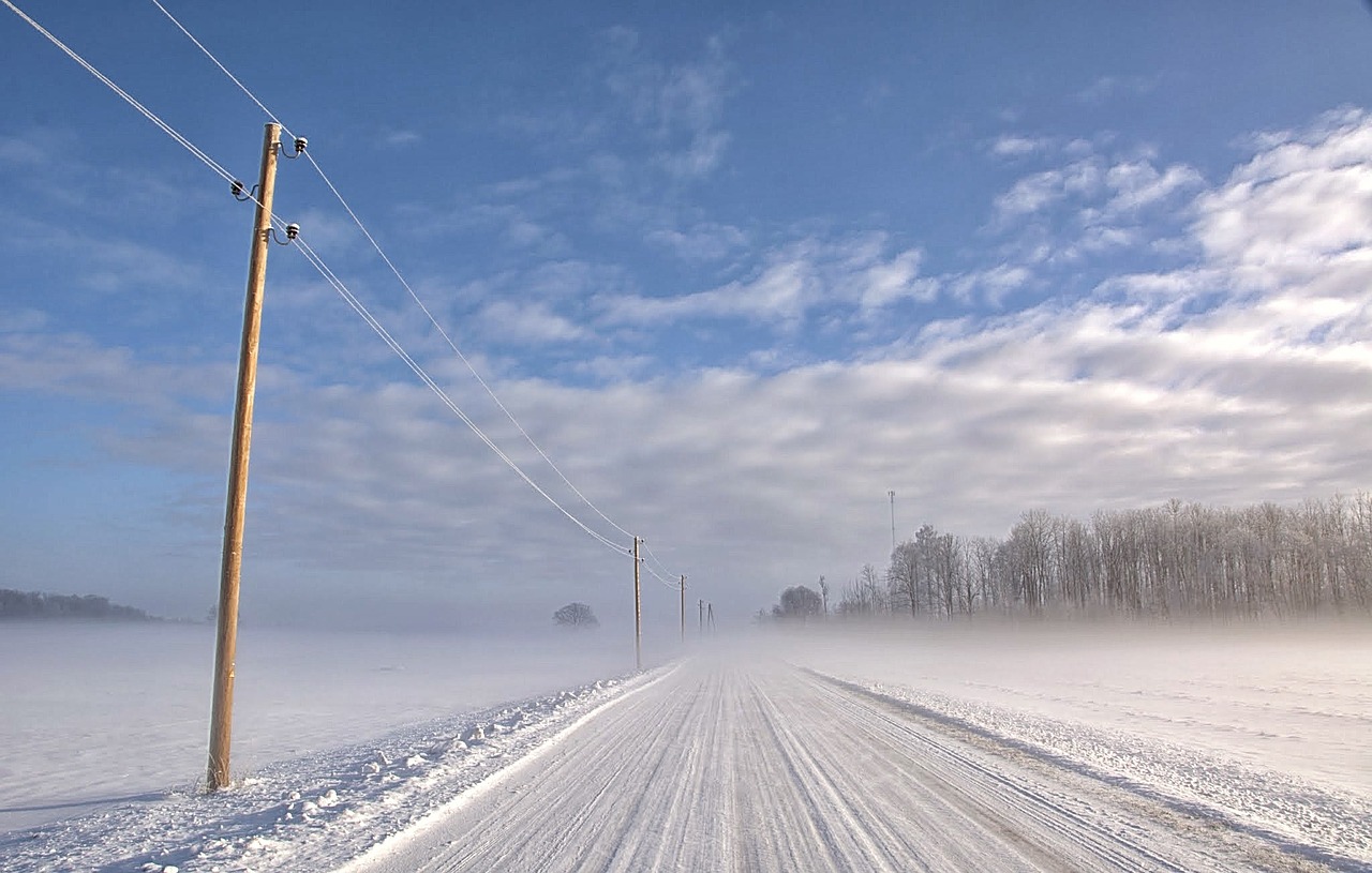 winter road mist free photo