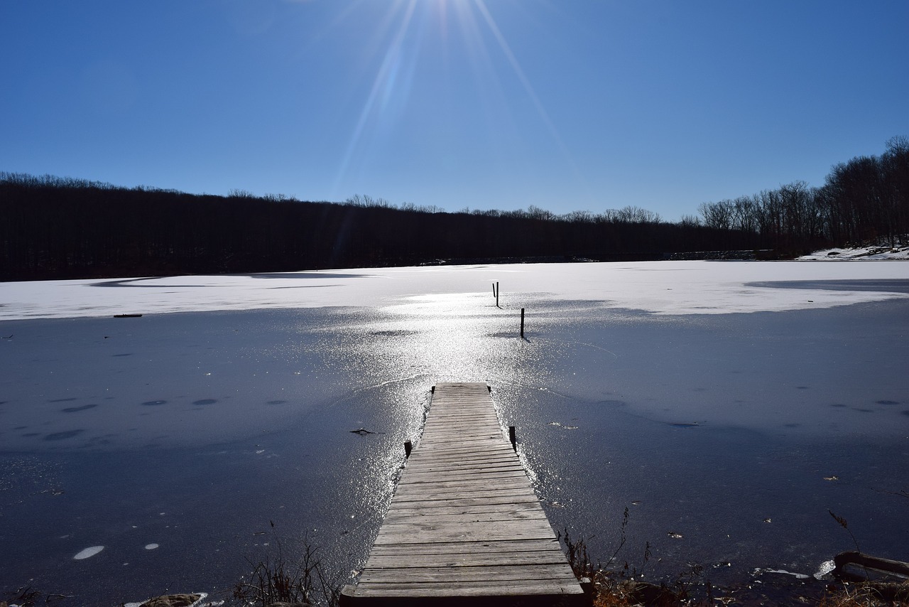 winter lake sun free photo