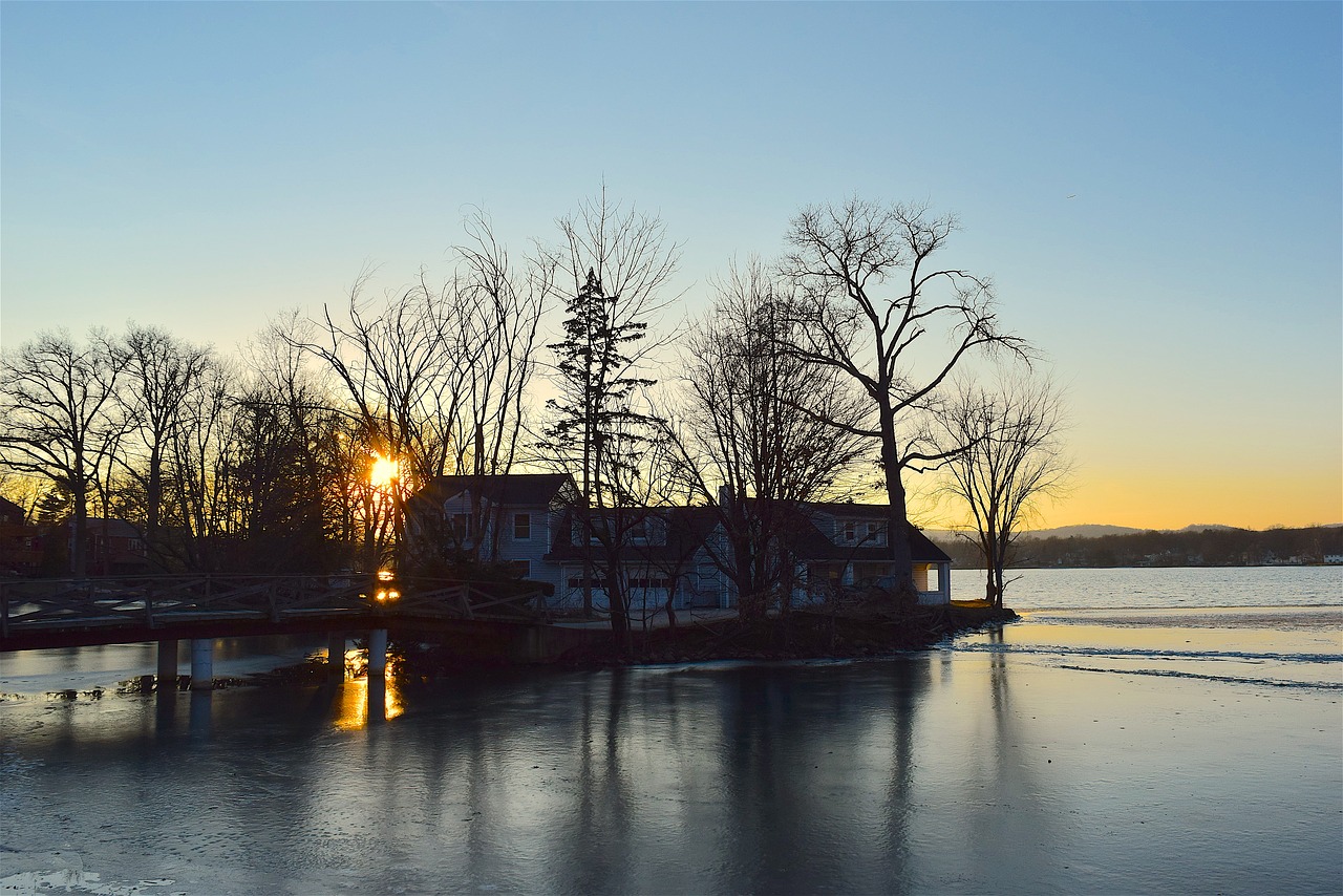 winter lake sun free photo