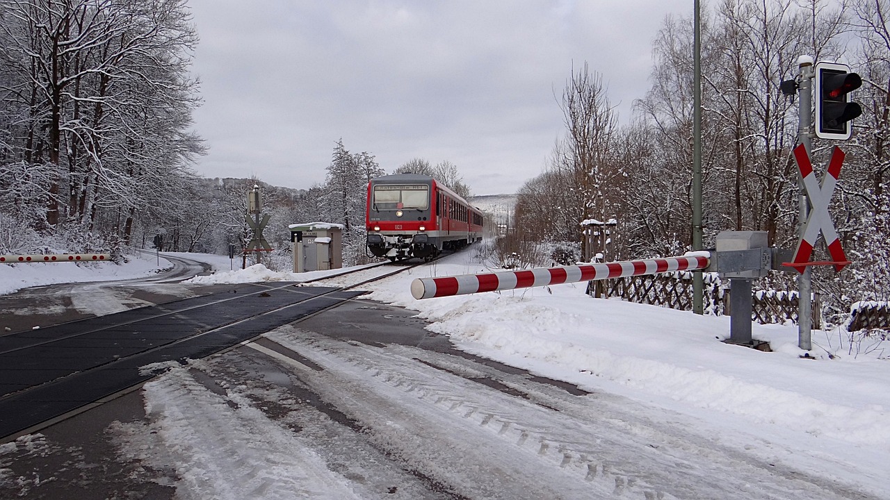 winter railway semi-barrier free photo