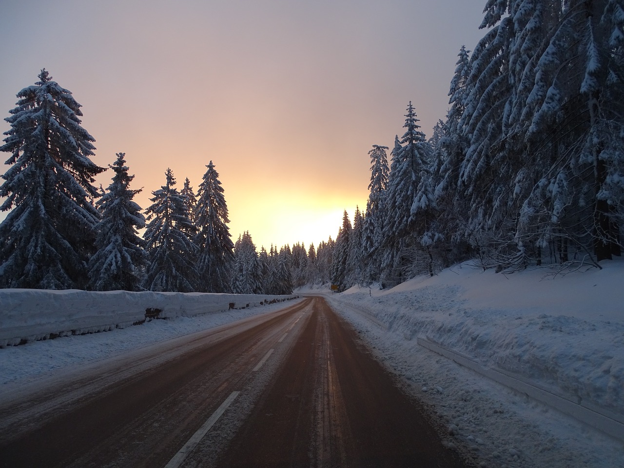 winter road wintry free photo