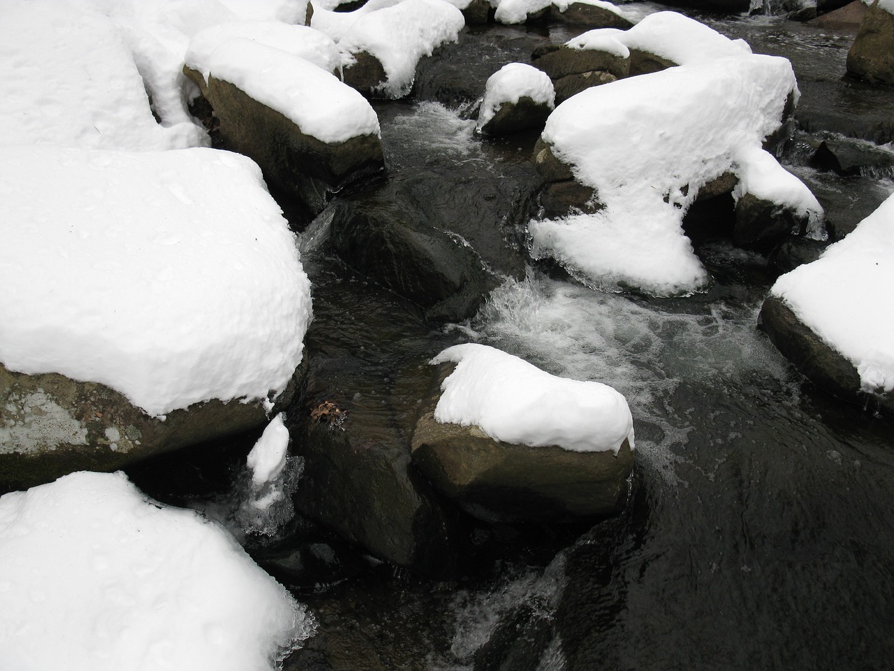 winter brook rocks free photo