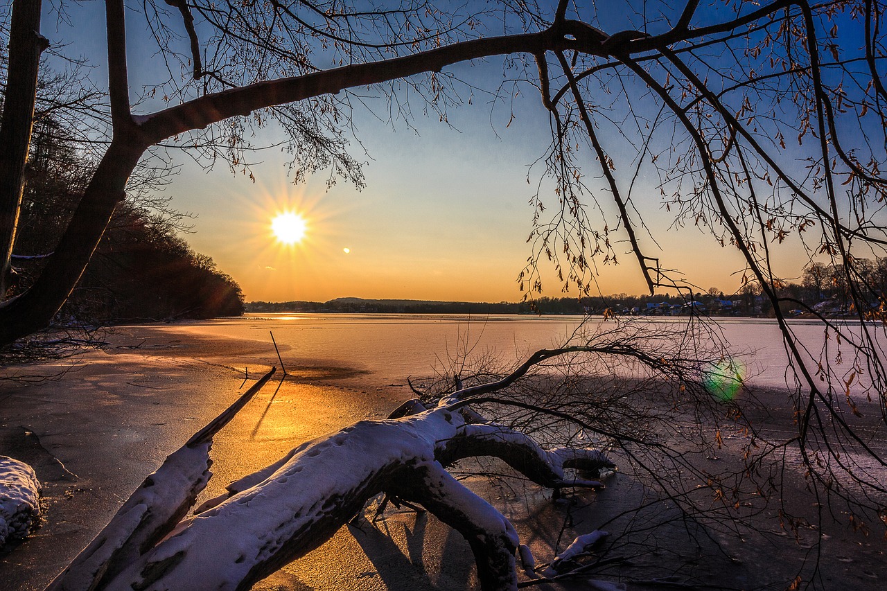 winter lake snow free photo