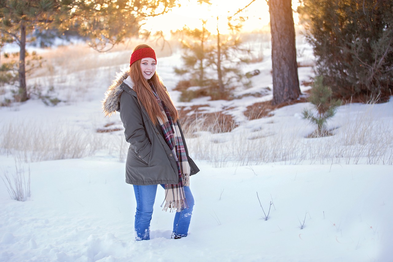 winter redhead girl free photo