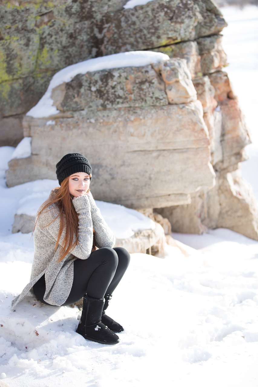 winter rocks redhead free photo