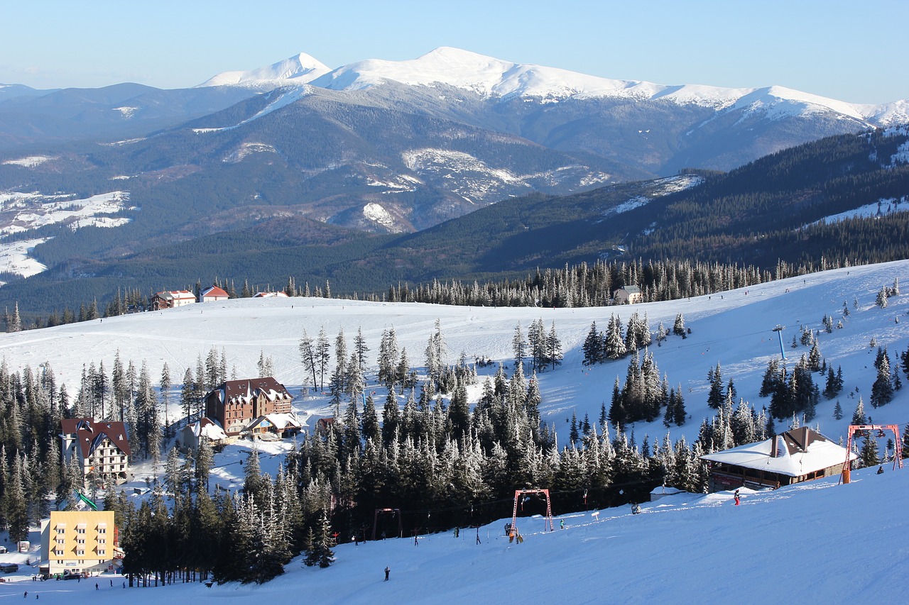 winter mountains ski resort free photo