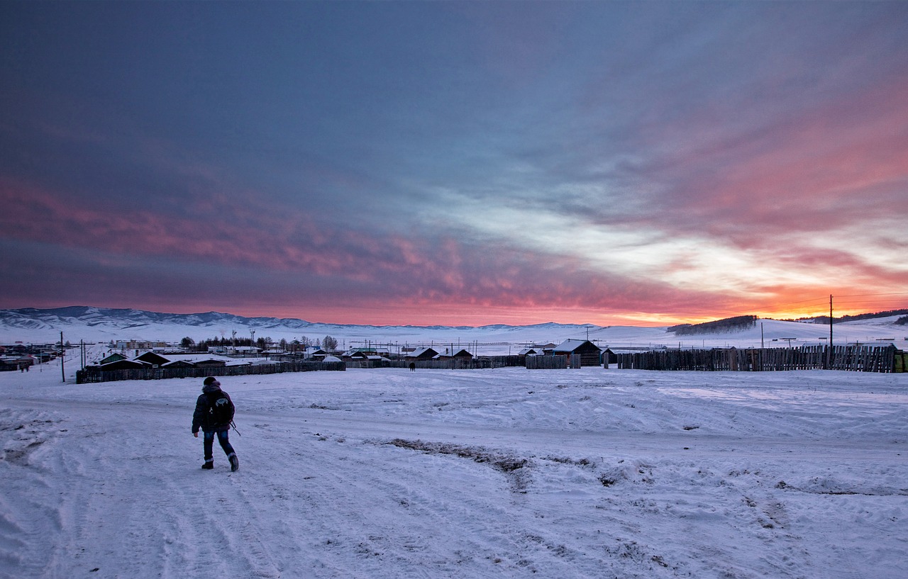 winter before sunrise bogart village free photo