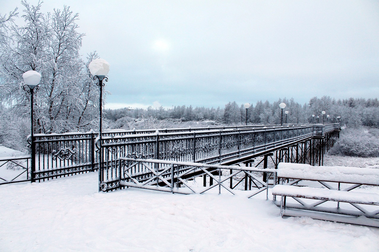 winter bridge ice free photo