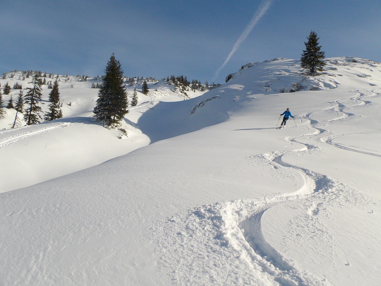 winter deep snow backcountry skiiing free photo