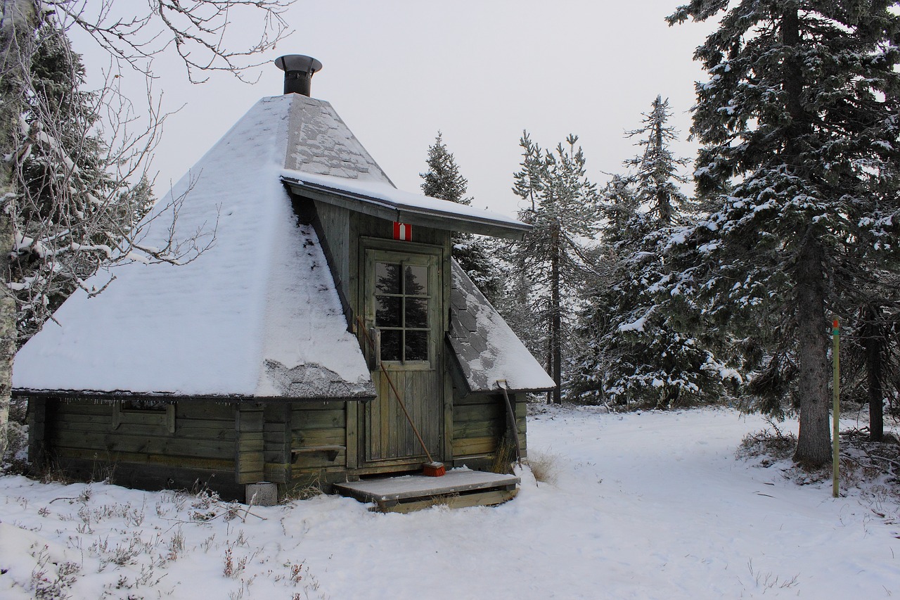 winter lapland cottage free photo