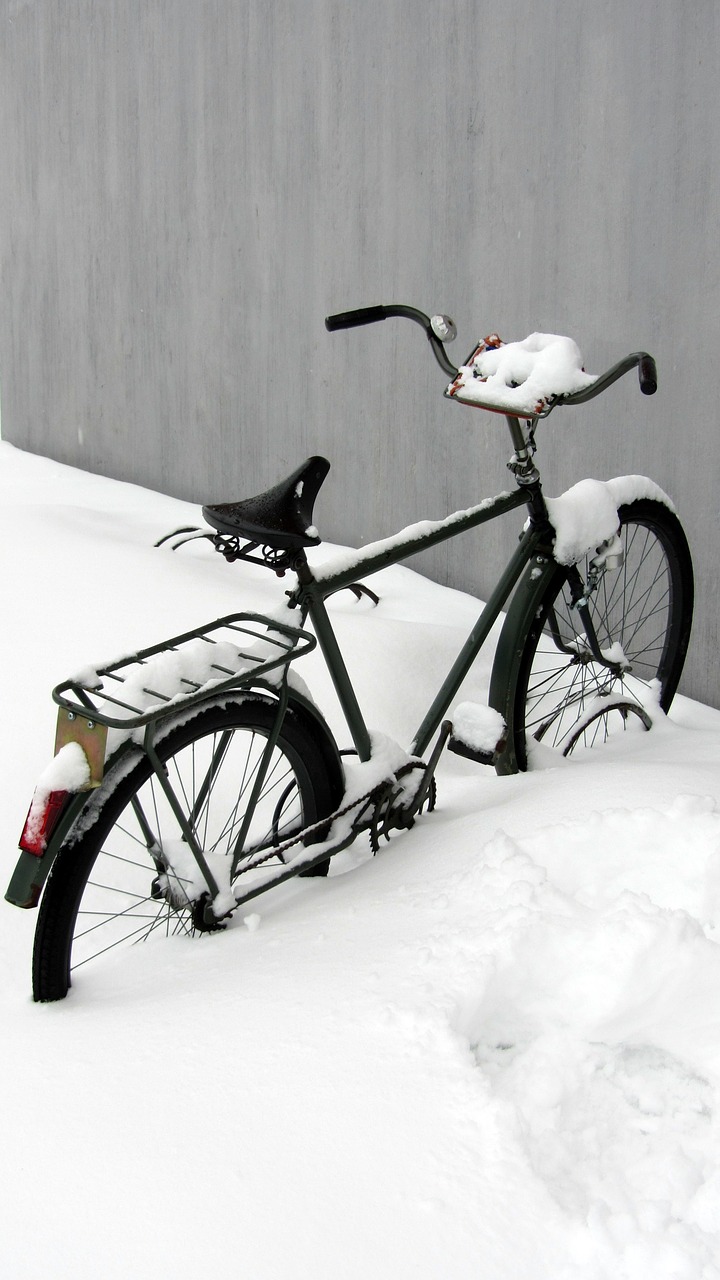 winter bicycle snow free photo