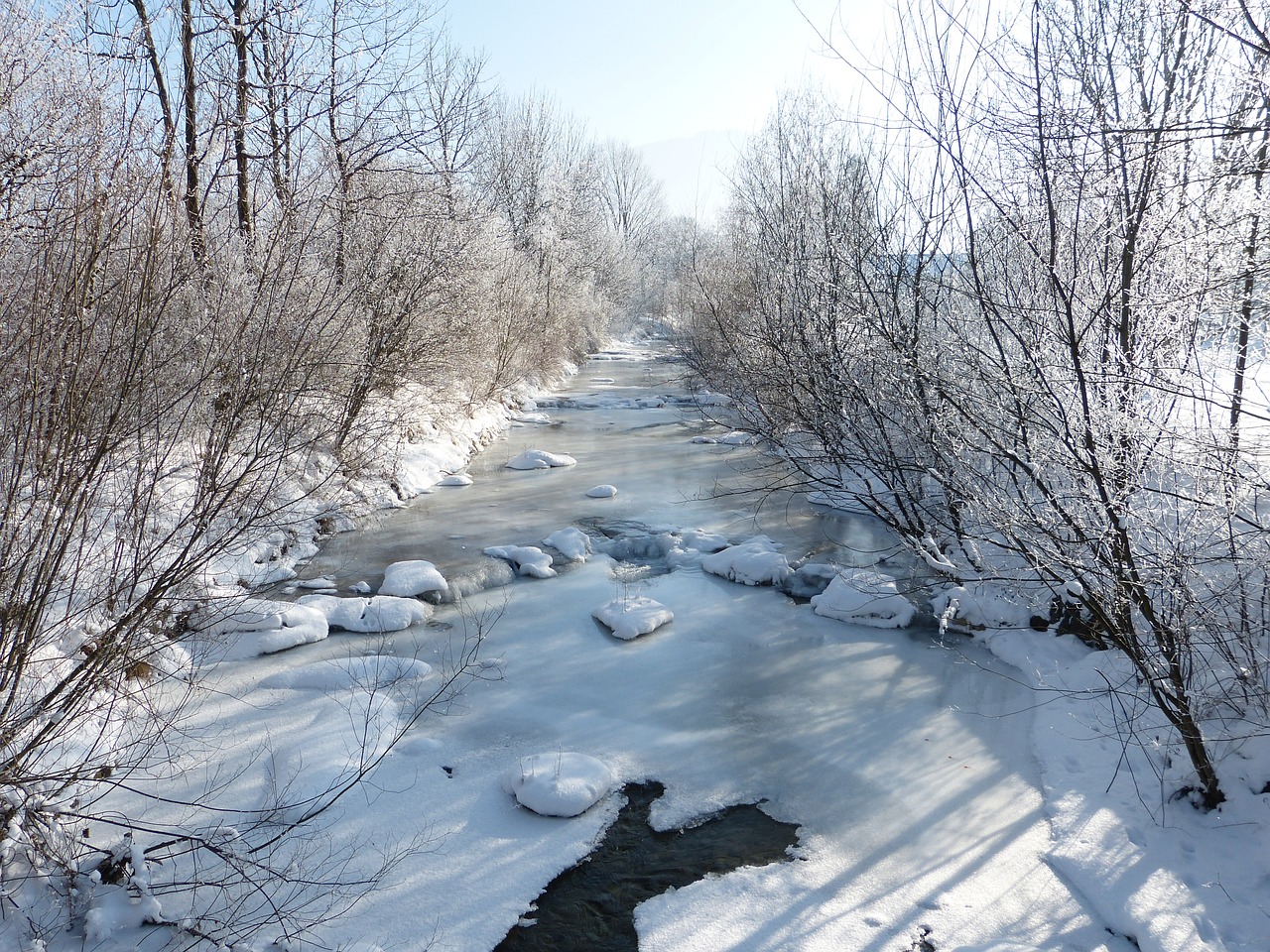 winter river frozen free photo