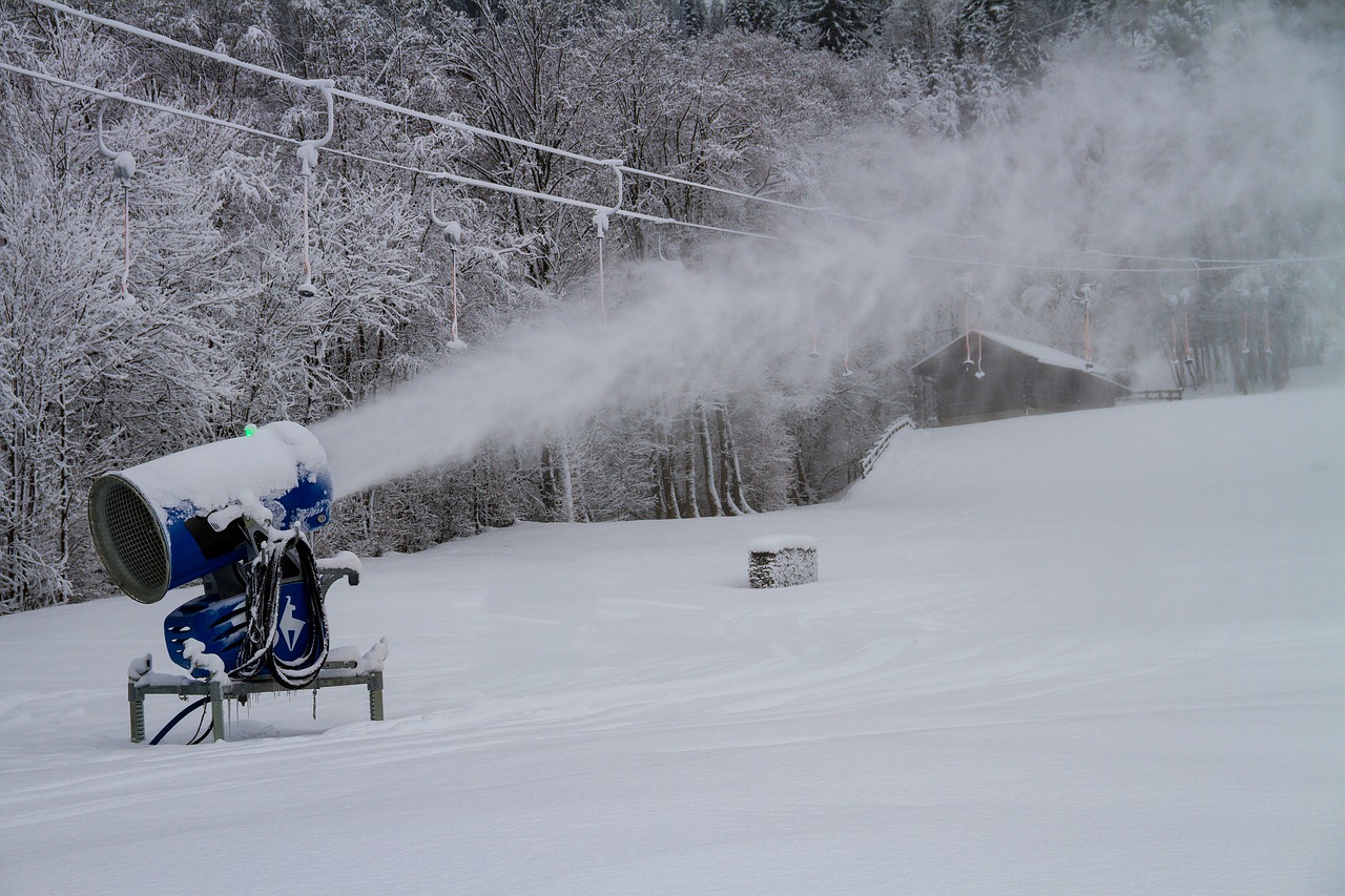 winter snow cannon snowmaking free photo