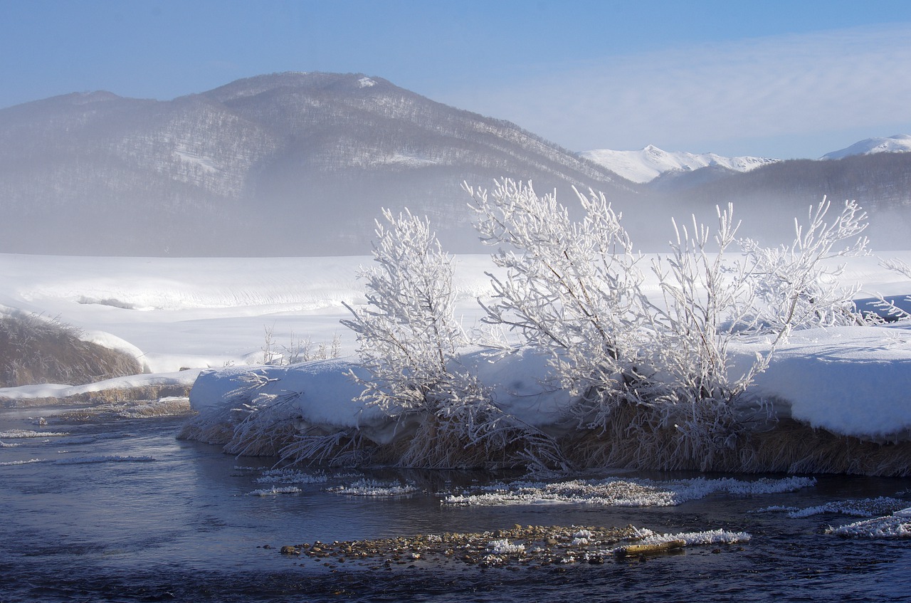 winter river frost free photo