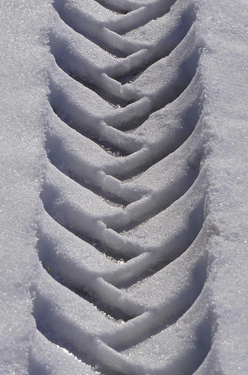 winter snow tire tracks free photo