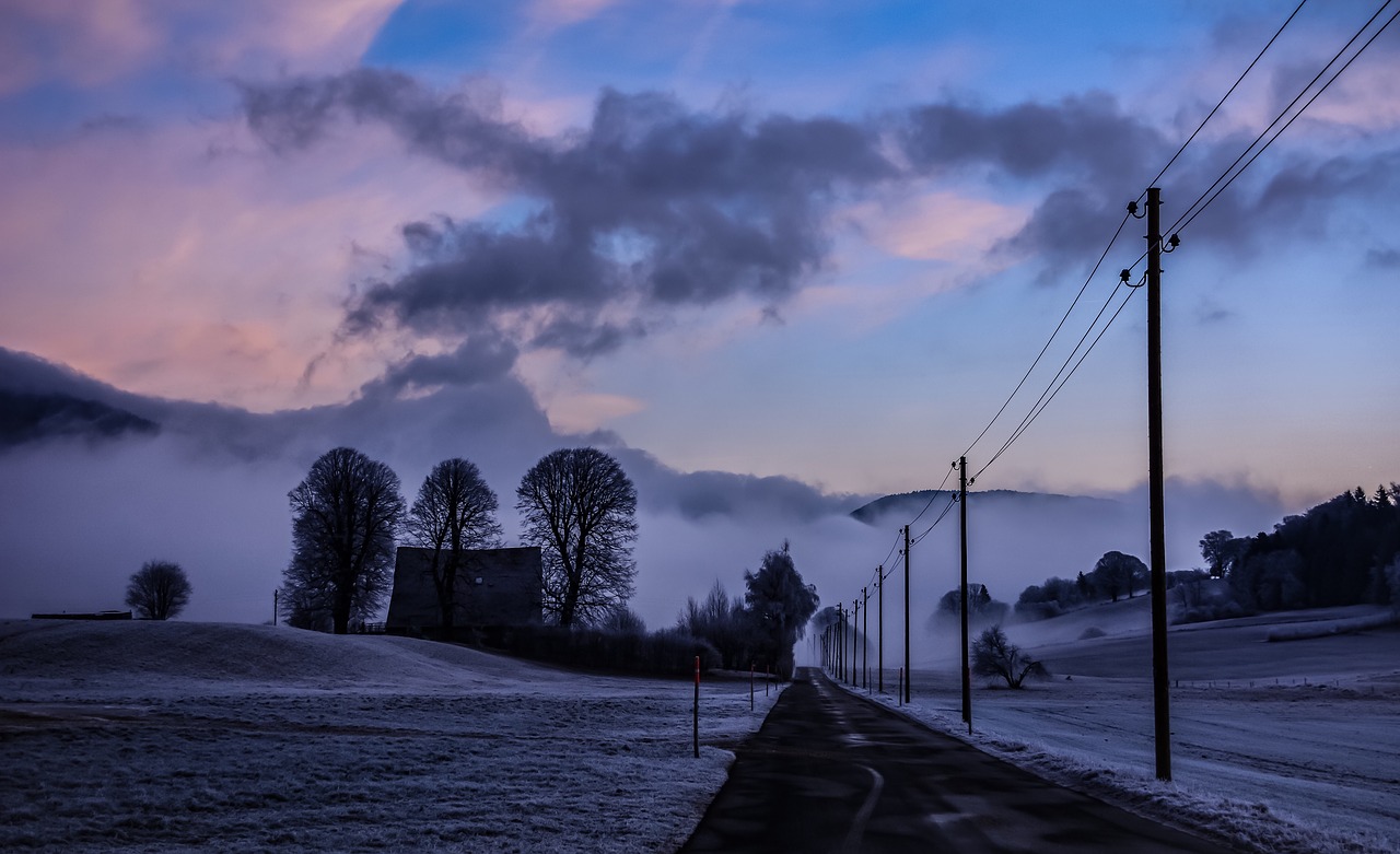 winter  dawn  landscape free photo