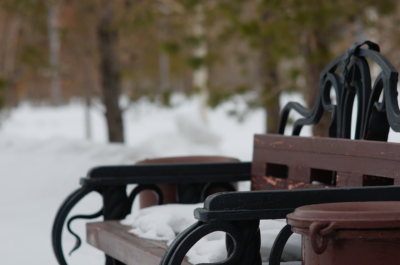 winter  bench  snow free photo