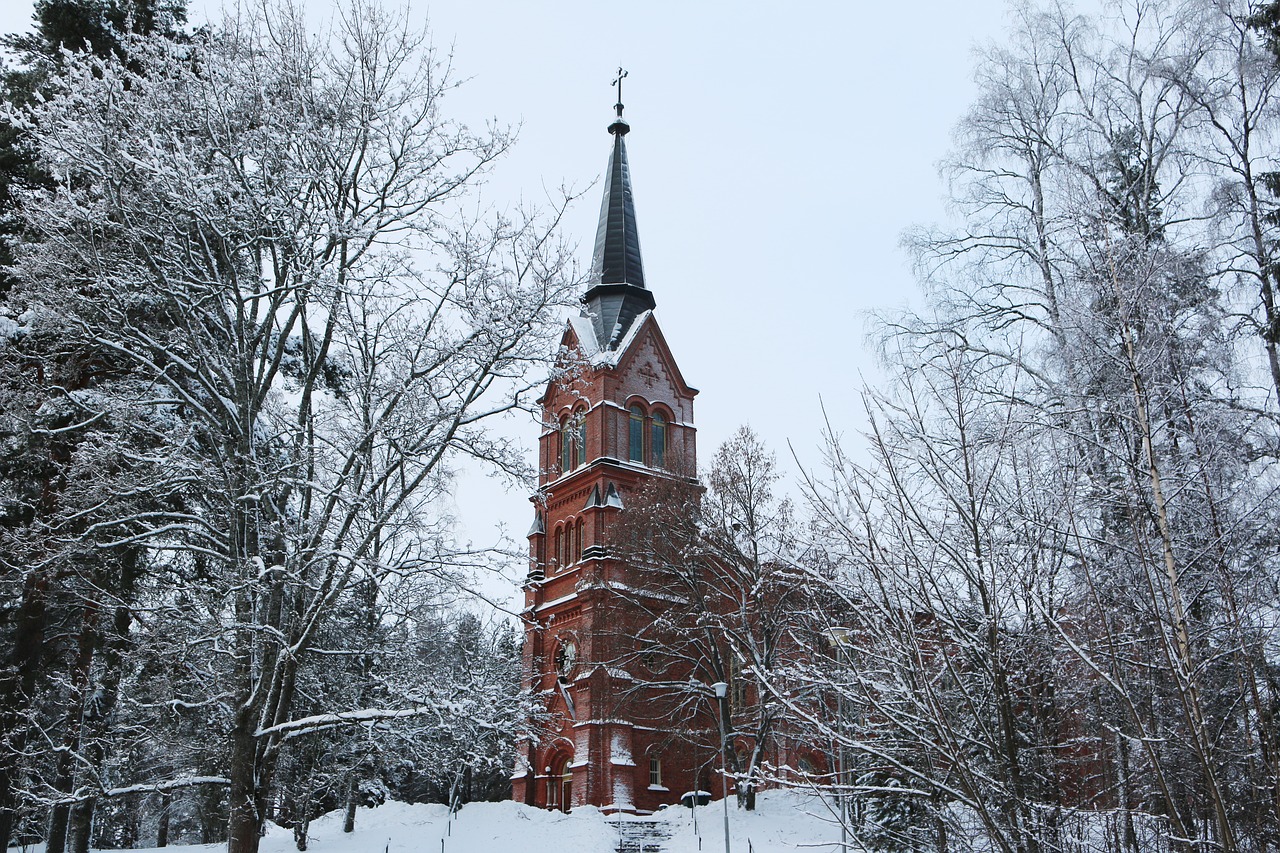 winter  church  landscape free photo