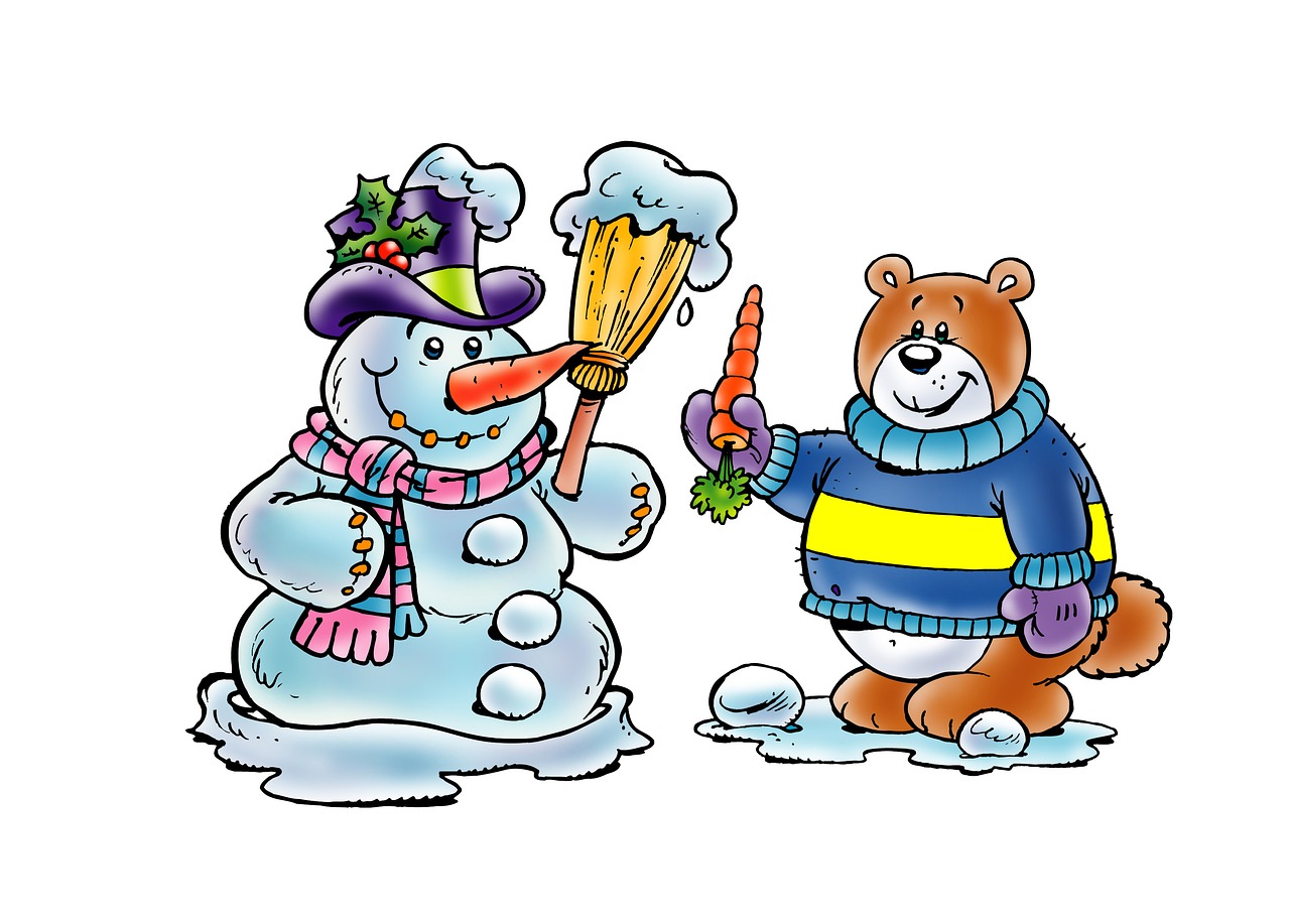 winter  snowman  bear free photo