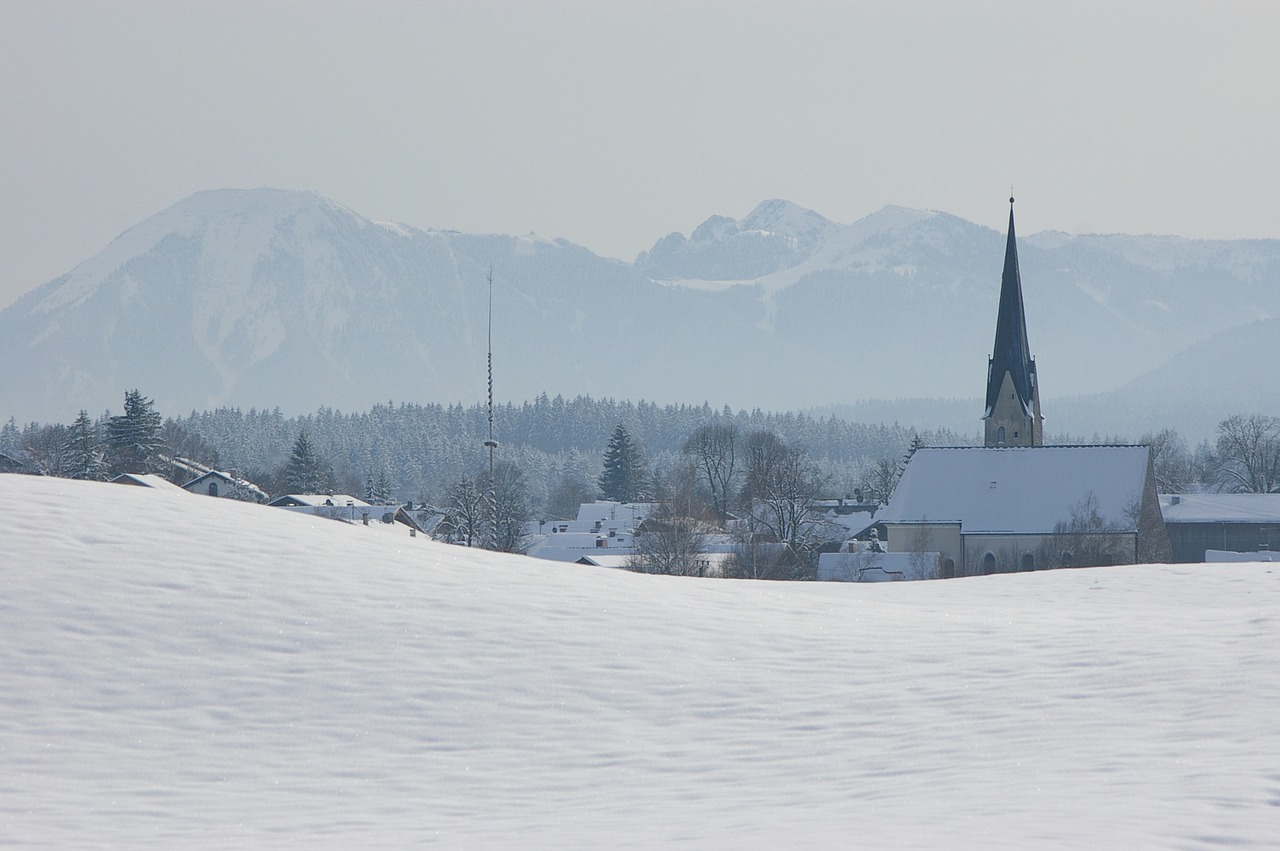 winter mountains village free photo